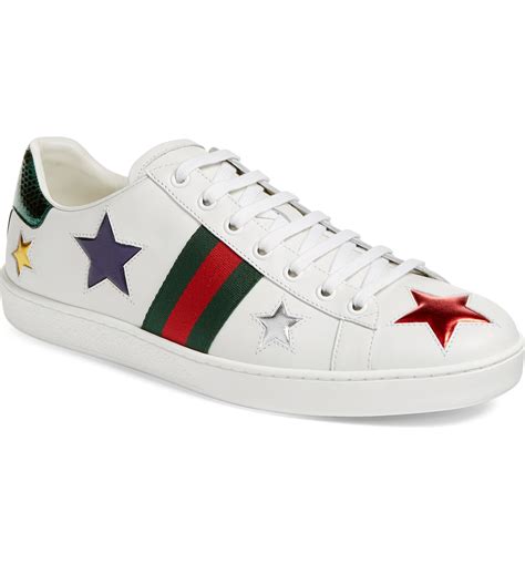 gucci new ace star sneake|gucci ace embellished leather sneakers.